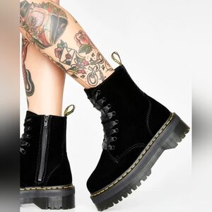 JADON VELVET Dr. Martens Black Platform Combat Boots  DR. MARTENS